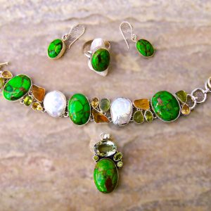 Set, Jade, Citrin, Opal, Natur-perlen, Peridot, Silber 925