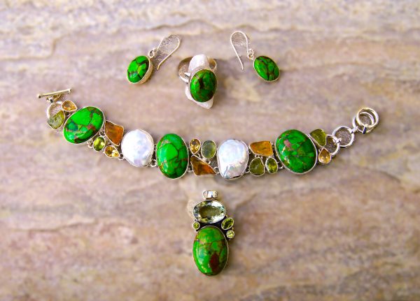 Set, Jade, Citrin, Opal, Natur-perlen, Peridot, Silber 925