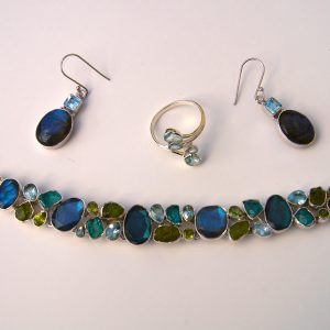 Set, Tanzanite, Aqua-marine, blauer Topaz, Citrin, Silber 925